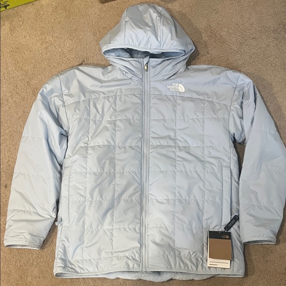 The North Face Reversible Shasta Long Parka Jacket Powder Blue Size M BNWT - Picture 8 of 9